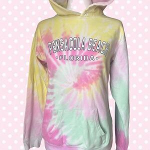 Pensacola Beach Florida multicolored tie-dye hoodie